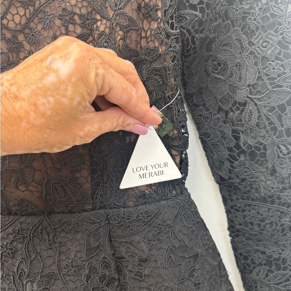 Nadine Merabi Addison Long Sleeve Lace Overlay Cocktail Minidress in size 6 NWT - Picture 8 of 11